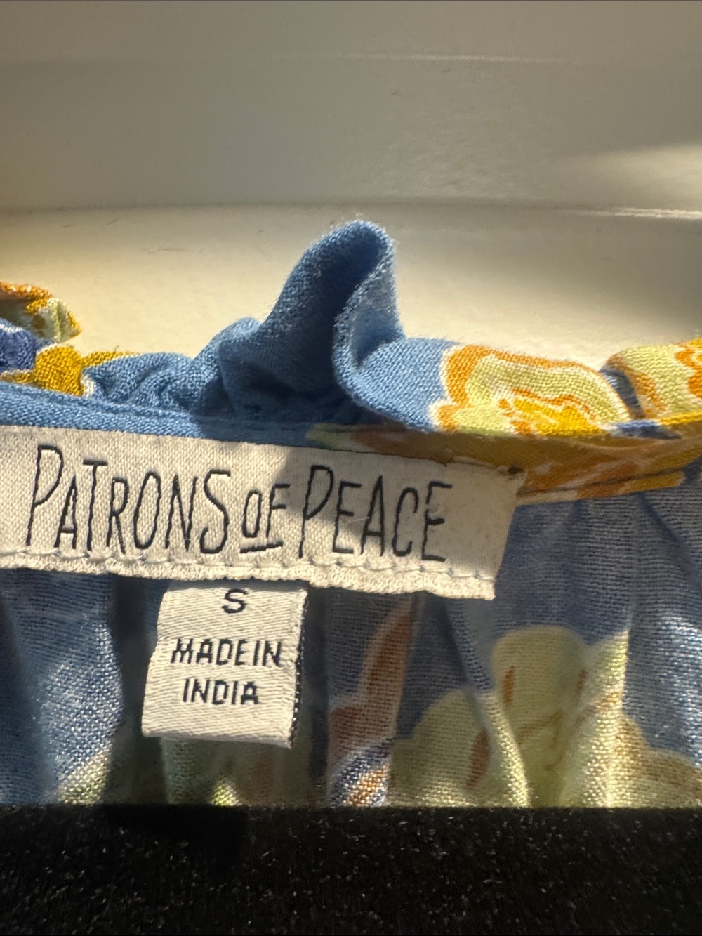 Patrons of Peace Blue Floral Maxi Dress with Yellow Bloom Print - Picture 2 of 3